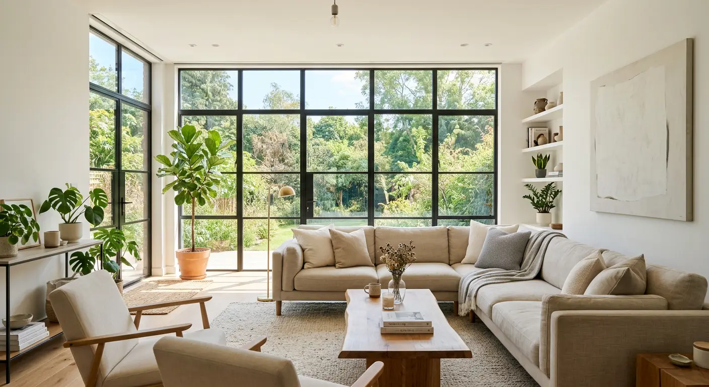 Bright home interior with new windows